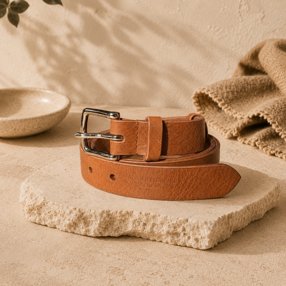 Ceinture en cuir, épaisseur 2,5cm, cuir italien