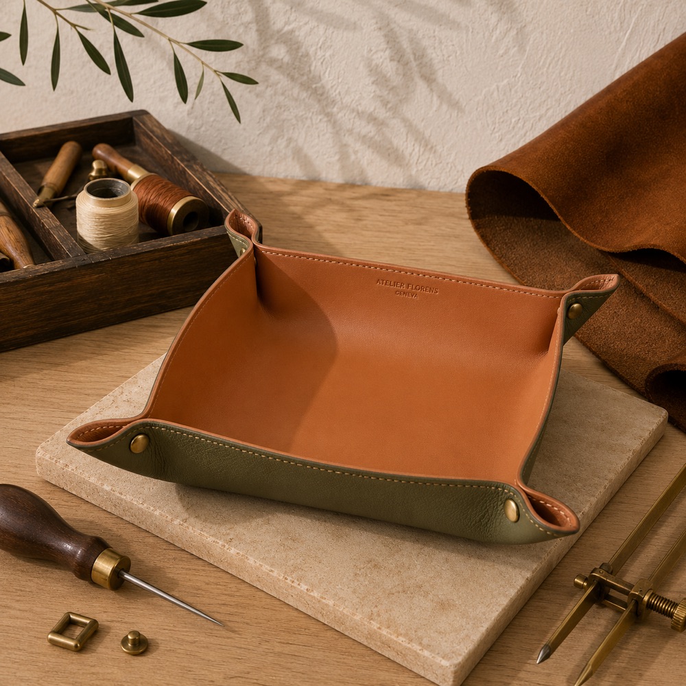Vide-poche en cuir réalisé lors de l'atelier Atelier Florens